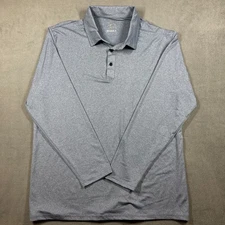 TELALEO Quick Dry Polo Long Sleeve shirt grey size Large Golf outdoor