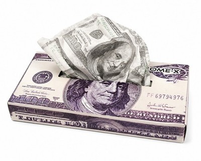 Fun HOME-X $100 Bill Money Theme Facial Tissues featuring a novelty hundred-doll