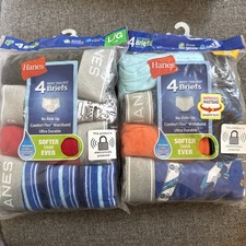 Lot of 8 Pair Hanes Boy's Tagless Briefs Wicking Cool Assorted Colors L NWT