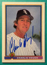 SIGNED CHARLIE HOUGH 1991 AUTOGRAPHED TOPPS BOWMAN BASEBALL CARD - WHITE SOX