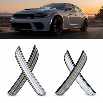 Front+Rear Fender Side Marker Light Lamp SET for 15-24 Dodge Charger [All White]