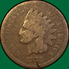 1874 Indian Head Cent Good G Coin, Scratch #35907