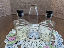LOT/3 MODERN SQUARE CLEAR GLASS BOTTLES w/Lids x DIY-Upcycling PROJECTS PREOWN