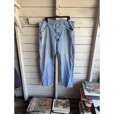 Vintage Rustler Mens Distressed Paint Splatter Jeans Light Wash 42x30 Workwear - Image 1 of 4