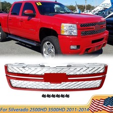 Victory Red Front Grille W Chrome Mesh For Silverado 2500 Hd 3500 Hd 2011-2014