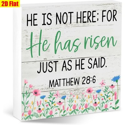 He Is Not Here He Has Risen Wooden Box Sign Easter Religious Floral Home Decor