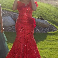 Red Prom Dress customized/perfect condition 