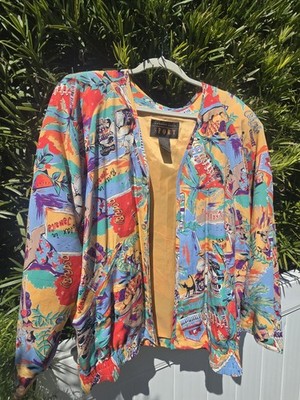Retro August Silk Sport Jamaican beach print silk bomber jacket oversized summer
