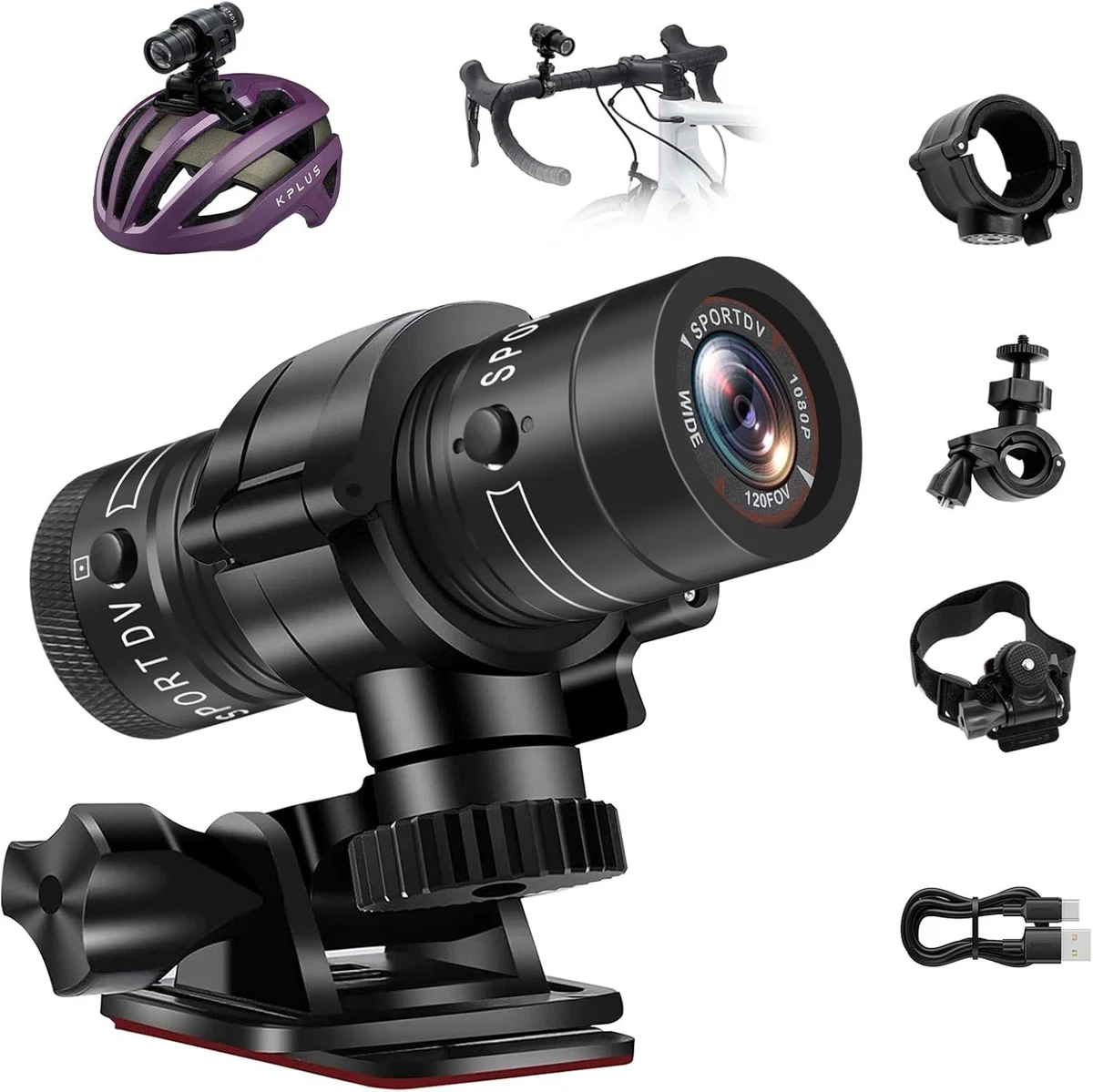 Telecamera Per Casco Moto HD 1080P Con Auricolare Bluetooth 5.3 | Grandangolo 120° E Batteria 1500mAh, Per Guida, Sci E Arrampicata