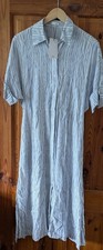 Ladies Mango MNG Blue and White Striped Shirt Dress Size Small New with Tags