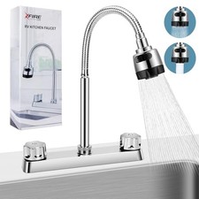 RV Kitchen Faucet, Camper Faucet Kitchen with Flexible Arc 360 Degree Silver