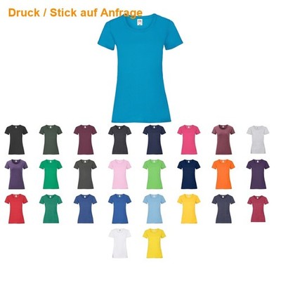 FRUIT OF THE LOOM Damen T-Shirt Basic Oberteil Kurzarm Shirt Top Rundhals