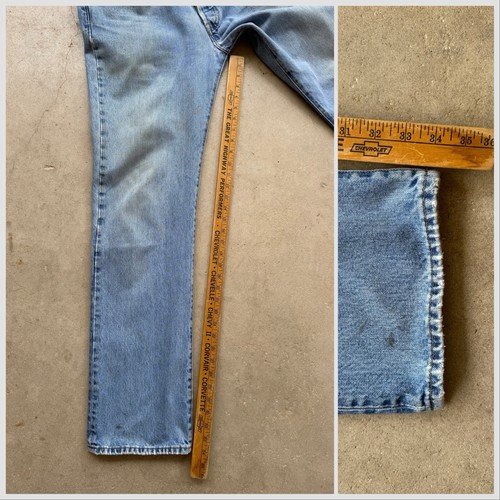 Vtg Levis 501 Blue Denim Jeans W 34 - 35 L 34 Button Fly Red Tab Y2k Grunge 2005 - Picture 18 of 23