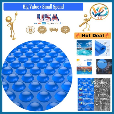 #ad Blue 15ft 16 Mil Solar Pool Cover Inground Pool Heater Insulating Blanket $382.49