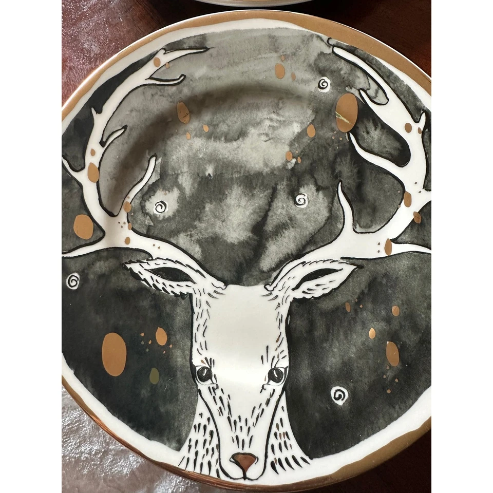 4 Anthropologie 月光森林/塞莱斯特甜点盘鹿雄鹿度假屋 — 第 2/4 张图片