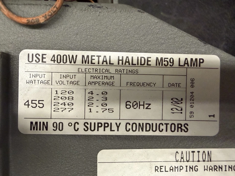 Kit de montaje de lastre de halogenuros metálicos Hubbell 400 vatios M59 High Bay lote de estacionamiento luz Foto 2 de 4