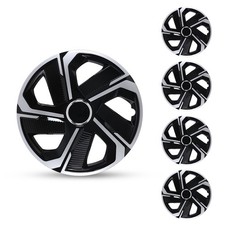 Set Of 4 17 Pp Universal Hubcaps For Wheel Rims Cover R17 Snap On Black Silver
