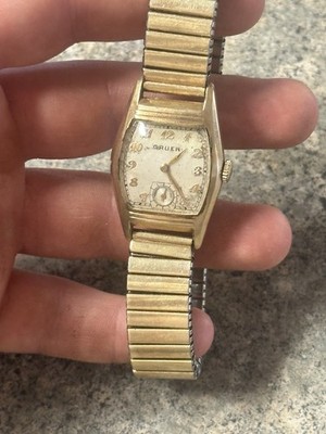 Vintage Gruen Veri Thin 1940s 15j Cal Deco Watch Mens Not Running 10k Gold Fill