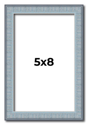 5x8 Frame Blue Scuffed Farm Board Solid Wood Picture Frame Width 0.75 Inches | I