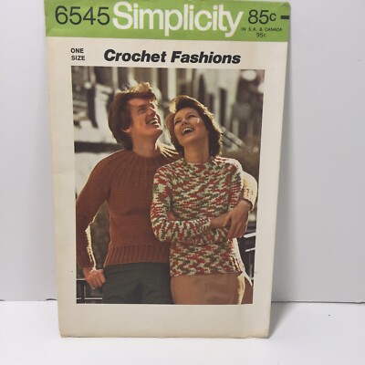 Simplicity Crochet Fashions 6545 Misses' Men's Pullover Sweater 