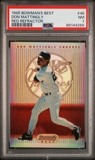1995 BOWMAN'S BEST REFRACTOR BLUE #46 DON MATTINGLY YANKEES SP PSA 7 NEAR MINT