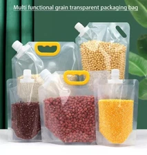 5-Pack Grain Storage Bags – Reusable Moisture-Proof Stand-Up Food Pouches