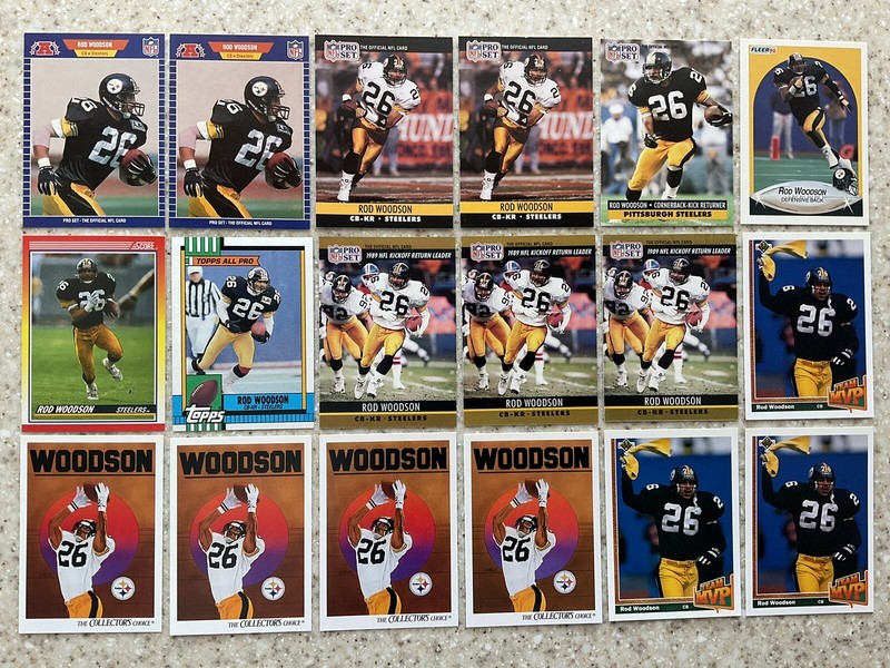 Rod Woodson(18 Card Lot)inc(2)1989 Pro Set Rookie/1990 Score Topps Fleer++ *HOF*