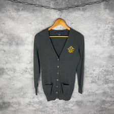 Ralph Lauren Sport Cardigan Gray 100 Merino Wool Logo Embroidery Size S