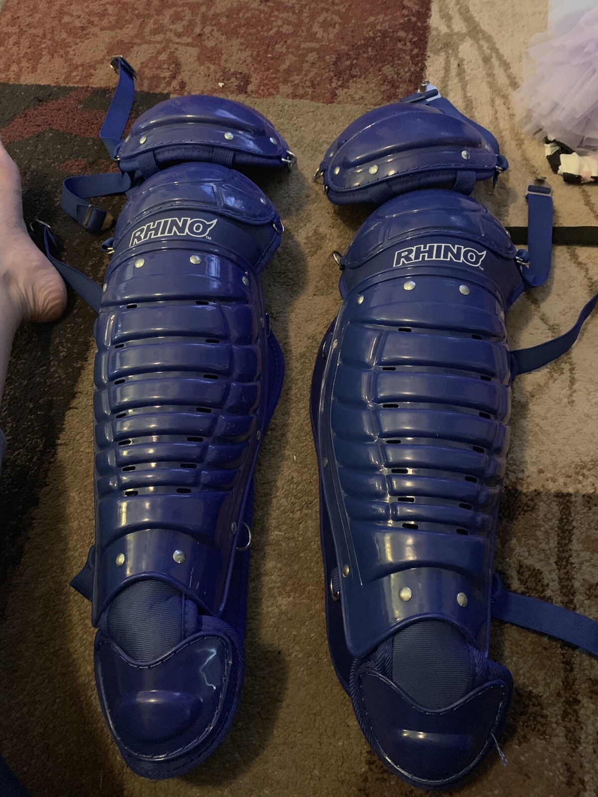 New Rhino ADULT 16” Catchers Leg/Shin Guards KNEE TO ANKLE, Blue eBay