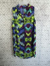Apt 9 Dress Size 4 Multi Colors Button Up Front Collar Sleeveless Casual Career 