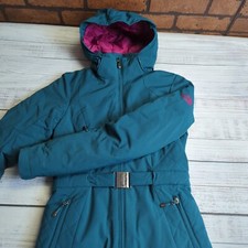 The North Face Mirabella 550 Down Jacket Women's Hooded Magnetic Belt Aqua Sz S