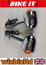 Aprilia RS4 125 2011-2017 Chrome Body Amber Lens Long Stem Mini Indicators