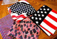 large lot of different styles USA Flag Emblem 1 9x19" Square Bandanas