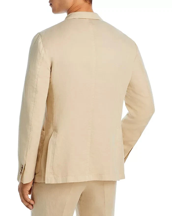 Boglioli L14804 Mens Light Beige Slim Fit Tan Garment Dyed Suit Jacket Size 56 - Image 2 of 3