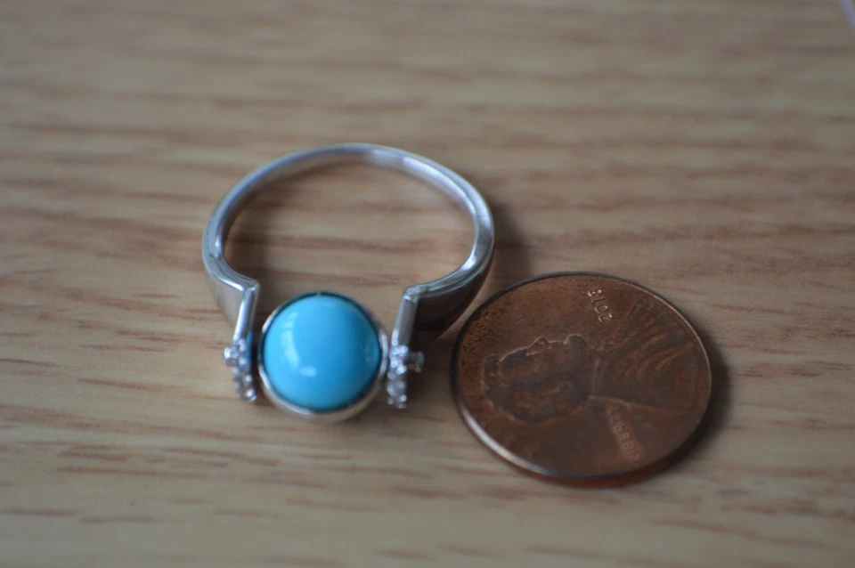 Anillo reversible 1,85 quilates AZ SB turquesa/zafiro platino sobre plata fina talla 9 Foto 3 de 4