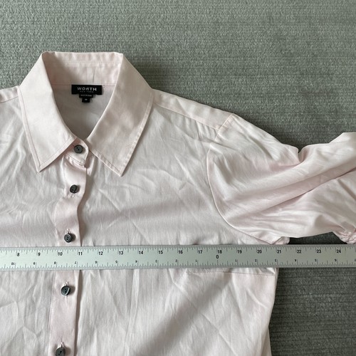 Worth New York Shirt Women M Lavender Button Up Scrunch Sleeve Career Classic - Picture 3 of 8