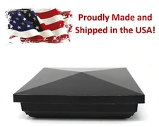 Black Plastic 5" Classic New England Style Vinyl Fence Post Caps 5"x5" 1 or 2pk