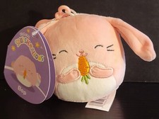 Squishmallows 3.5 inch Bop The Pink Bunny Easter Clip NEW With Tags