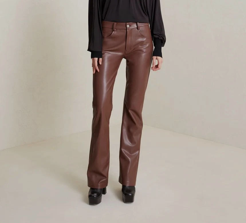 395 A.L.C Women s Brown Freddie Vegan Leather Pant Size 6
