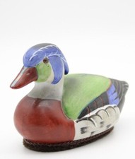 Vintage Jasco Ceramic Duck Lint Remover Brush Green Winged Teal
