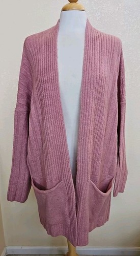 TopShop Cardigan maglione donna lungo rosa maglia slouchy con tasche taglia 12 - Foto 10 di 11