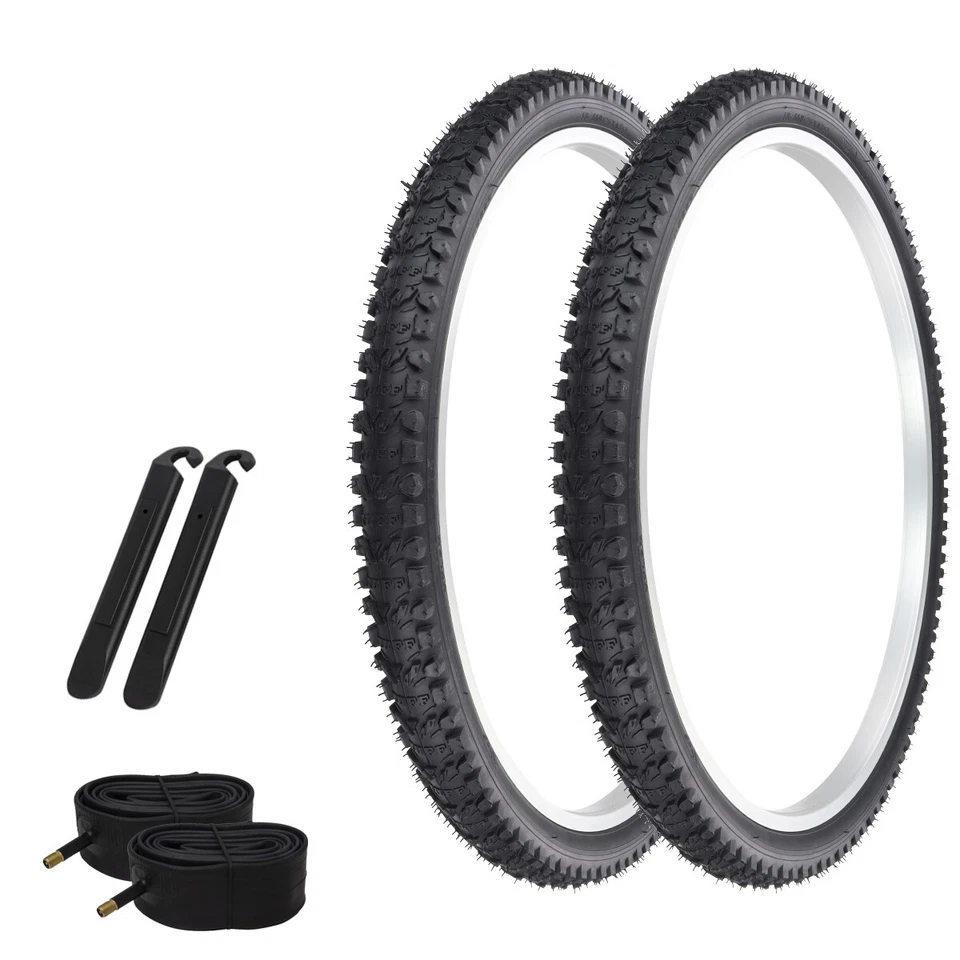 PRO+ Bicycle Tire 26" x 1.95" Black (2) Tires & Tubes P-820 Mountain W/ Lever