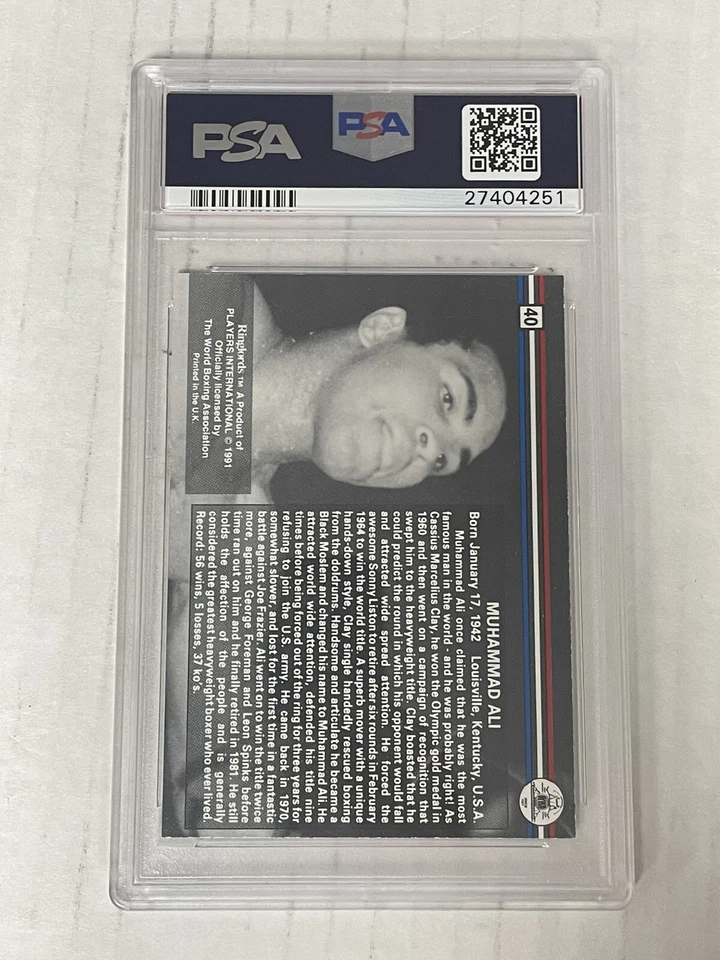 1991 Players International Boxing Ringlords UK #40 Muhammad Ali PSA 10 Gem Mint - Image 2 of 3