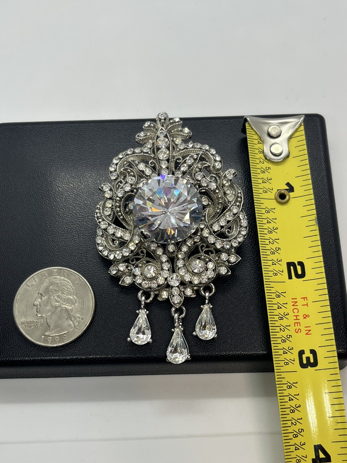 Silver tone clear rhinestone designer inspired br… - image 5