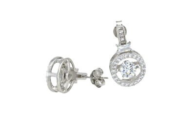Sterling Silver Float Twinkling Cubic Zirconia Drop Earrings 18.7mm Drop