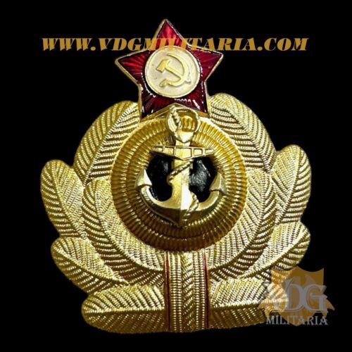 Cold War USSR Soviet Red Navy Marine Metal Cap Badge Insignia Pin #Y053 - Foto 1 di 3