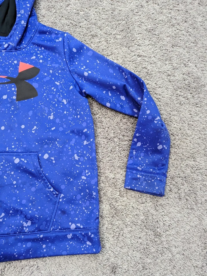 Suéter Under Armour meninas grande juvenil roxo pulôver moletom com capuz de lã - Imagem 2 de 4