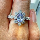 925 Sterling Silver Ring 6x4mm Natural Tanzanite Gemstone Zircon Flower Handmade — photo 10