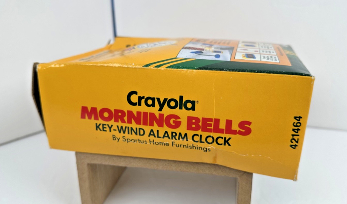 Crayola Morning Bells 7" Key-Wind Alarm Clock by Spartus - VNTG New in Open Box!