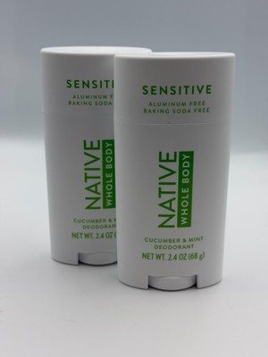 2 PACK Native Sensitive Whole Body Deodorant Cucumber & Mint 2.4oz Aluminum Free